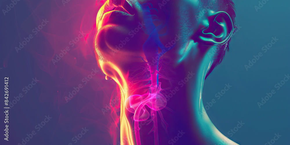 Hypothyroidism: The Fatigue and Weight Gain - Visualize a person with a highlighted thyroid gland, experiencing fatigue and weight gain Hypothyroidism: The Fatigue and Weight Gain - Visualize a person with a highlighted thyroid gland, experiencing fatigue and weight gain
