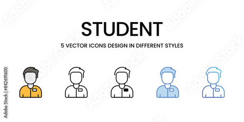 Student icons vector set stock illustration.