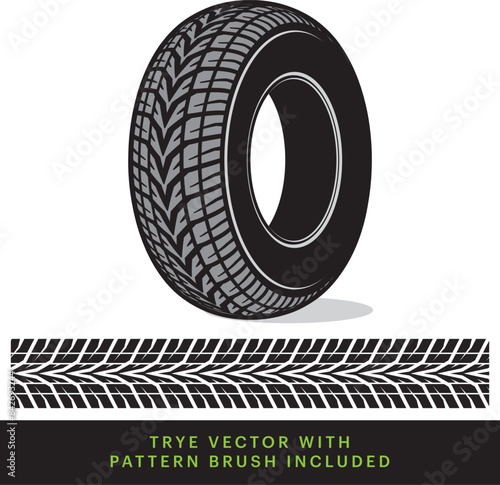Vector Tyre illustration with patern brush included