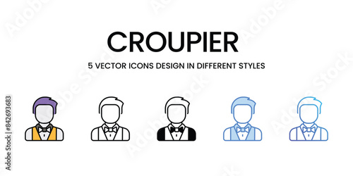 Croupier icons vector set stock illustration.