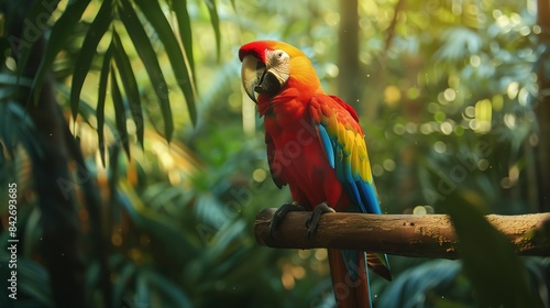 Wallpaper Mural A vibrant parrot perched on a branch in the rainforest. Torontodigital.ca
