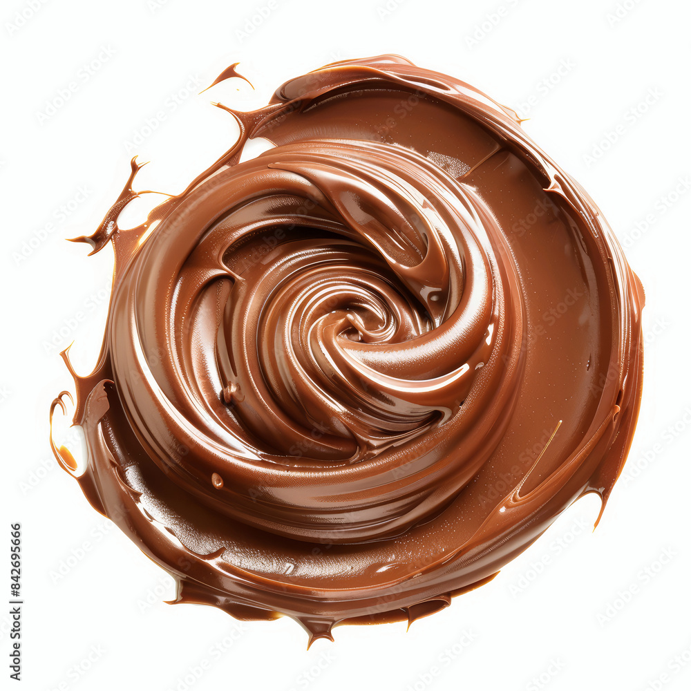 circular movement of chocolate creme isolated on white background circular movement of chocolate creme isolated on white background