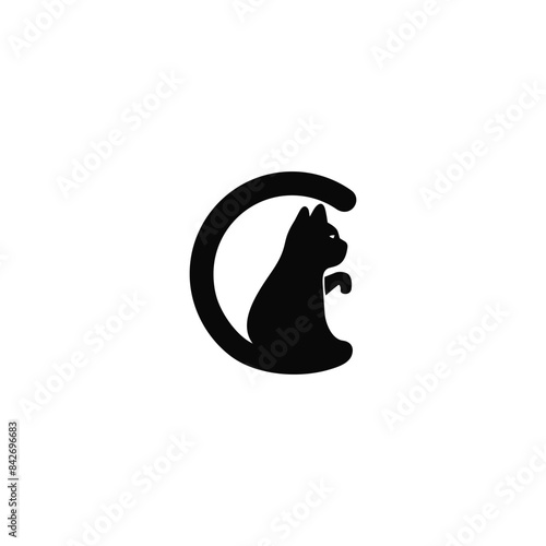 Letter c cat logo vector