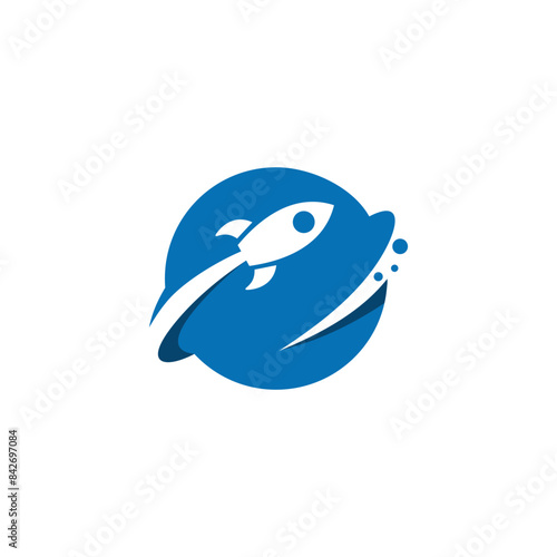 Rocket and orbit logo vector
