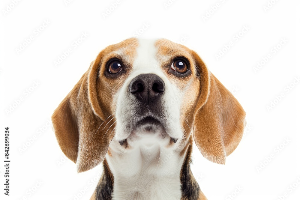 Beagle with Big Ears and a Curious Sniff: A Beagle with big ears and a curious sniff, capturing its keen sense of smell and lively personality