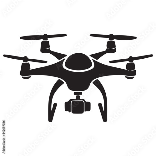 Drone silhouette vector illustration black and white.