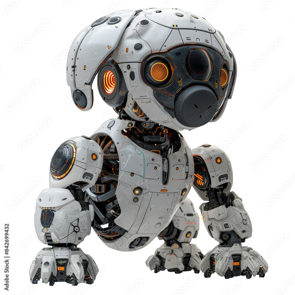 robot dog with glowing eyes and a nose, transparent background png robot dog with glowing eyes and a nose, transparent background png