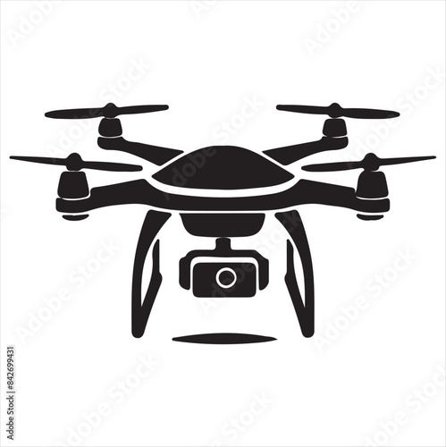 Drone silhouette vector illustration black and white.