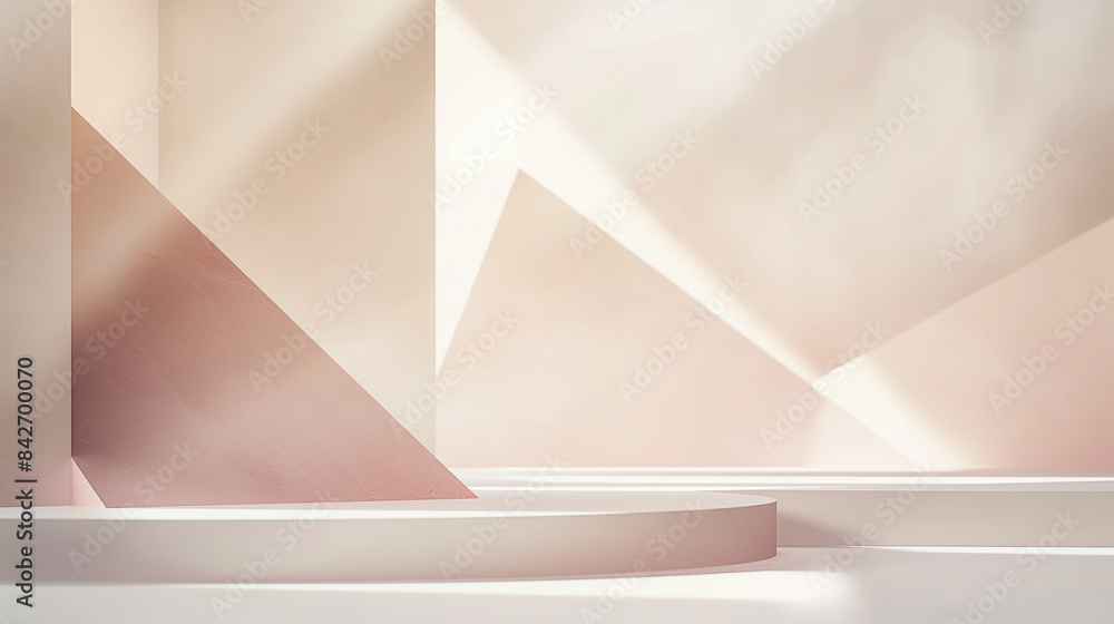 A white and pink room with a white wall and a white floor A white and pink room with a white wall and a white floor