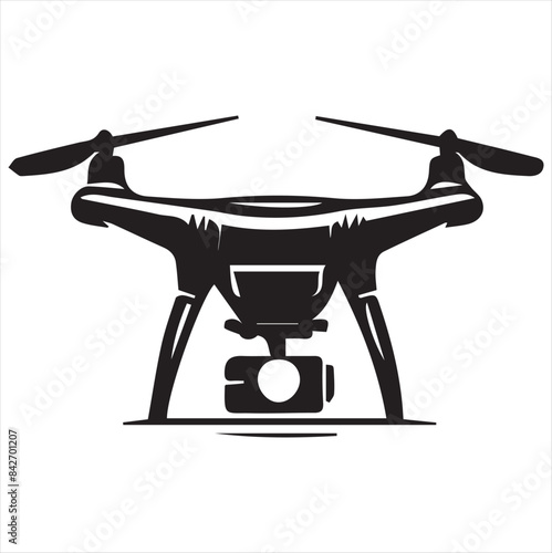 Drone silhouette vector illustration black and white.