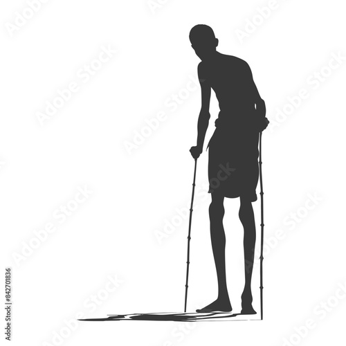 Silhouette of a Man Using Crutches: Isolated Vector Art