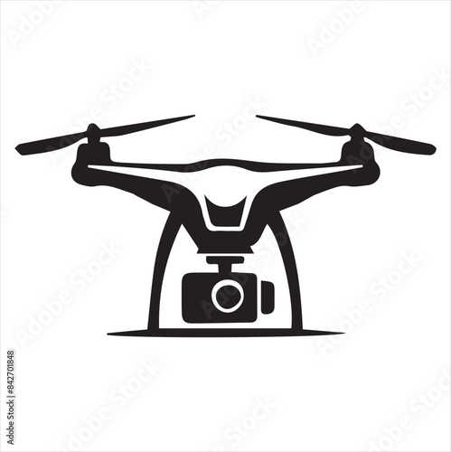 Drone silhouette vector illustration black and white.