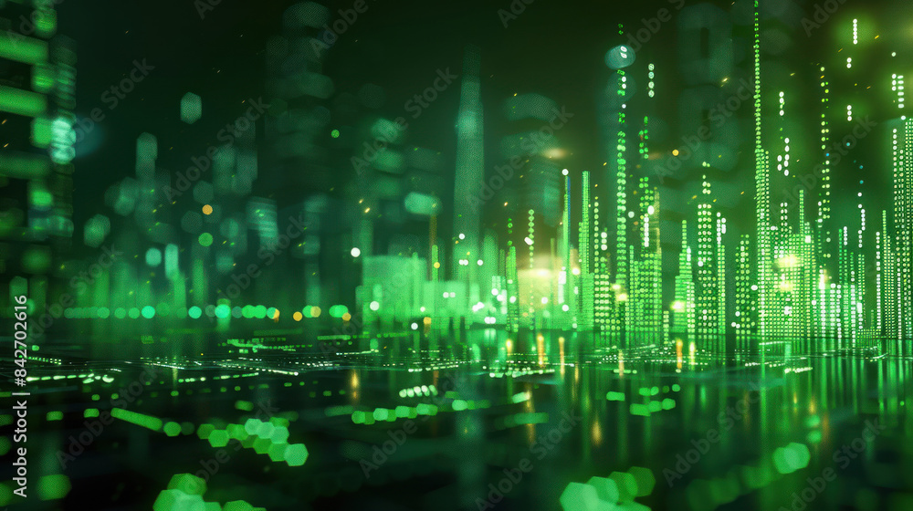 Futuristic cityscape with digital buildings Futuristic cityscape with digital buildings