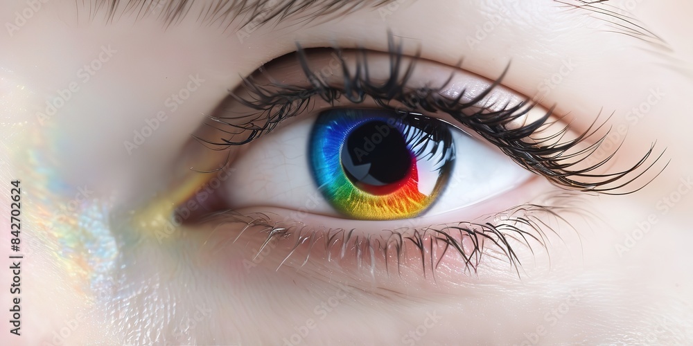 Fototapeta premium Close up of Rainbow eyes multi colored