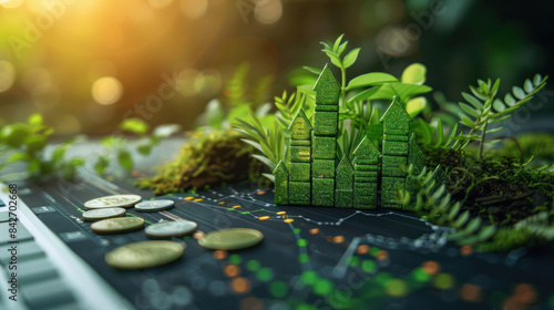 Financial growth concept with plants photo