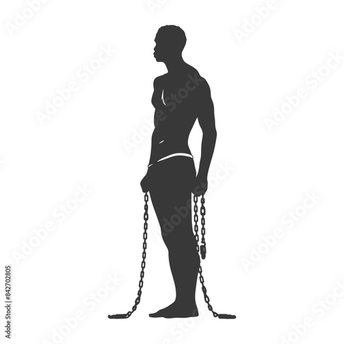 Chained Silhouette: Muscular Black Man, Torso Bare, Symbolizing Freedom and Struggle.