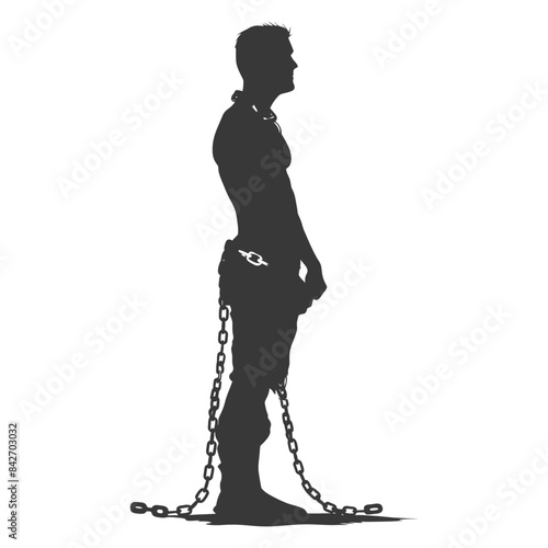 Silhouetted Man in Chains: Burden, Restriction, and Social Commentary.