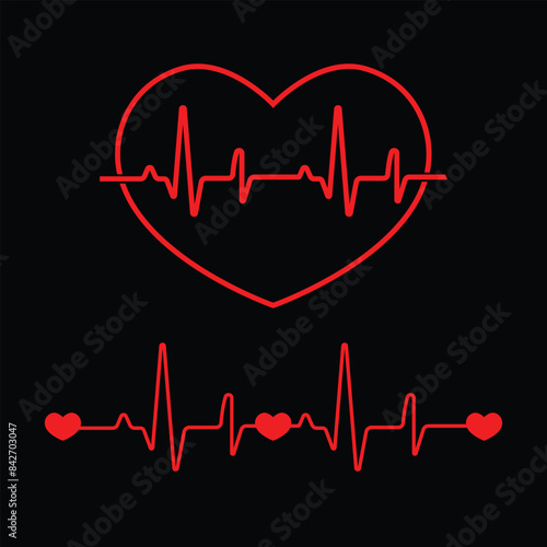 heart beat graph with love vector
