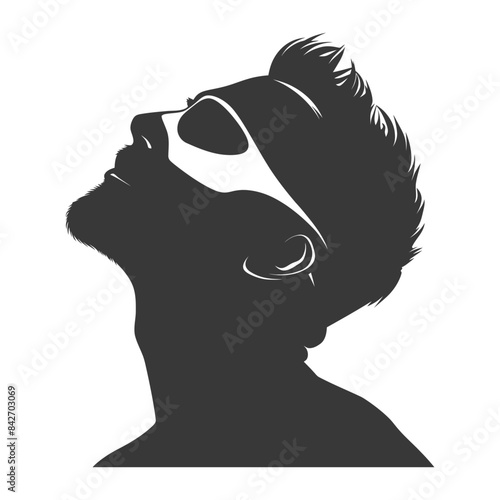 Upward Gaze: Modern Silhouette of a Man with Sunglasses, Against the Light