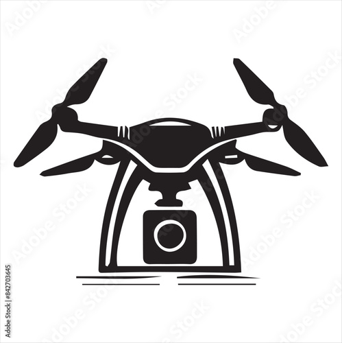 Drone silhouette vector illustration black and white.