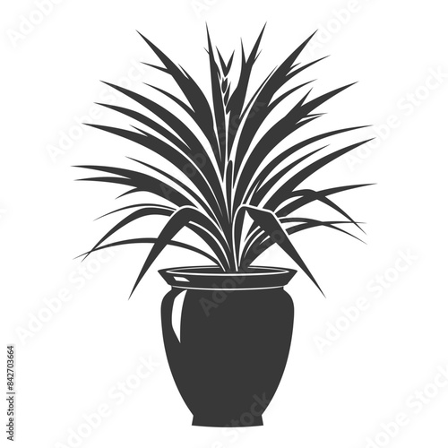 silhouette ornamental plants in pot full body black color only