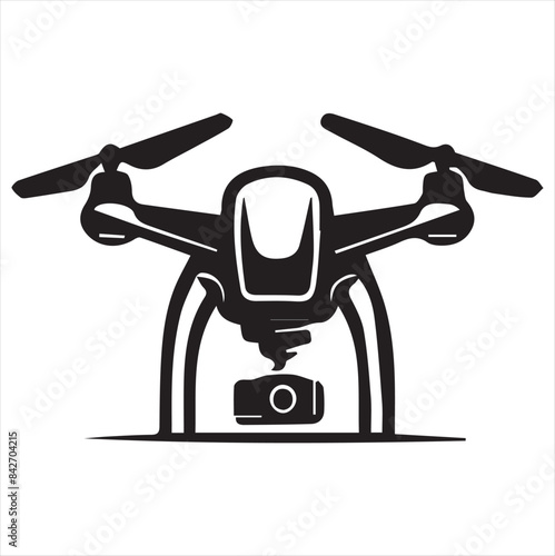 Drone silhouette vector illustration black and white.