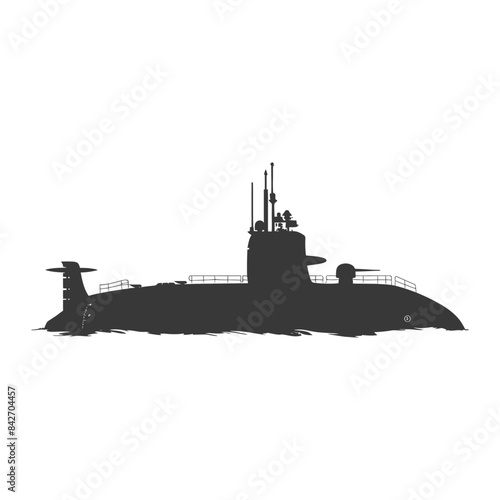Submarine Silhouette: Naval Vessel at Sea, Isolated Vector Design