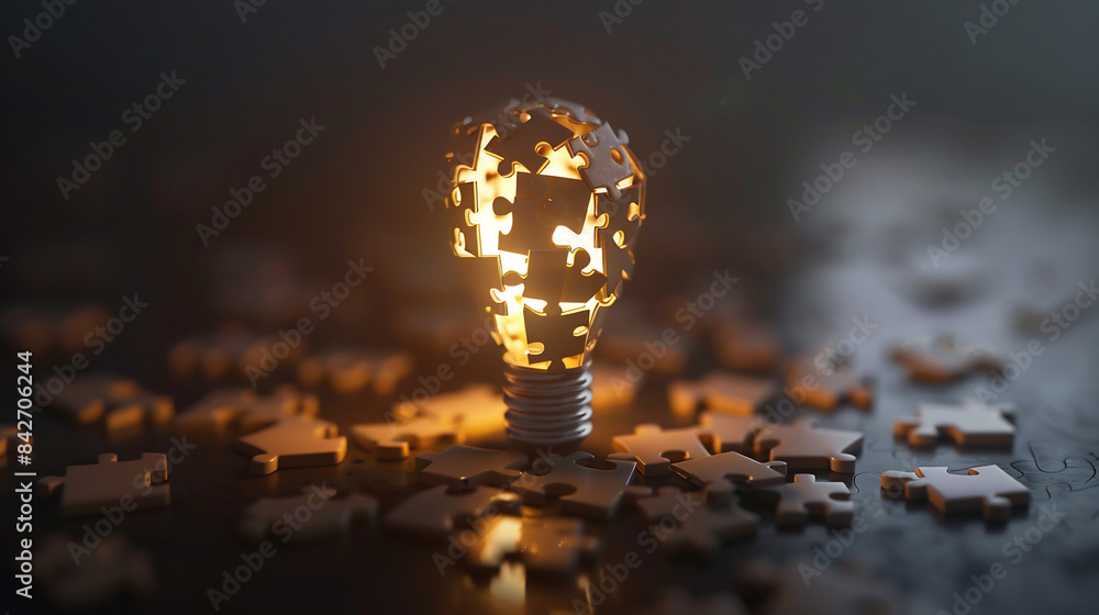 Puzzle Pieces Forming a Light Bulb Puzzle Pieces Forming a Light Bulb