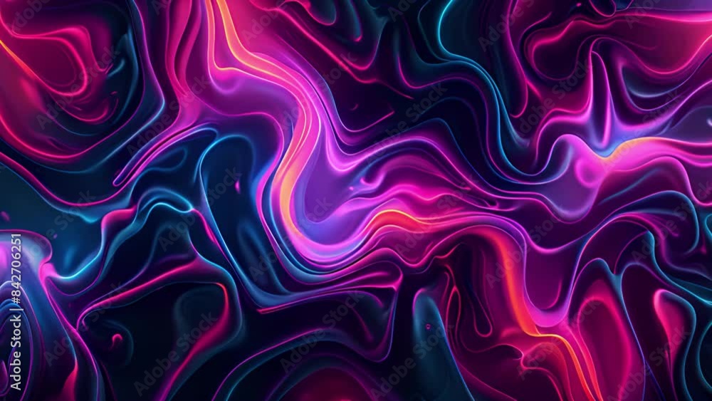 A digital illustration of abstract, colorful, neon liquid swirls against a dark background. A digital illustration of abstract, colorful, neon liquid swirls against a dark background.