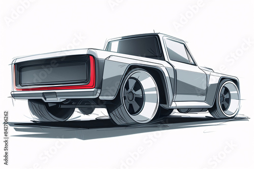 Concept Design Sketches - Retro Futuristic Pickup Truck