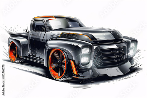 Concept Design Sketches - Retro Futuristic Pickup Truck
