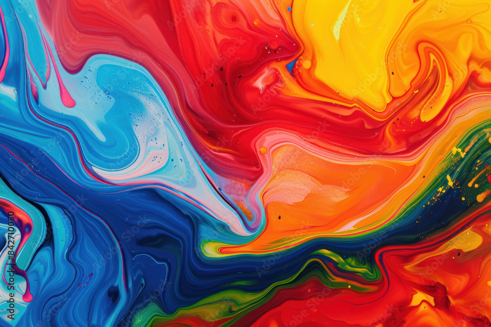 Vibrant red and blue abstract fluid painting Vibrant red and blue abstract fluid painting