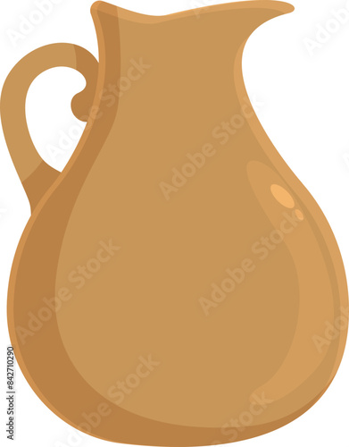 Cartoon illustration of a brown ceramic pitcher with a handle and a spout