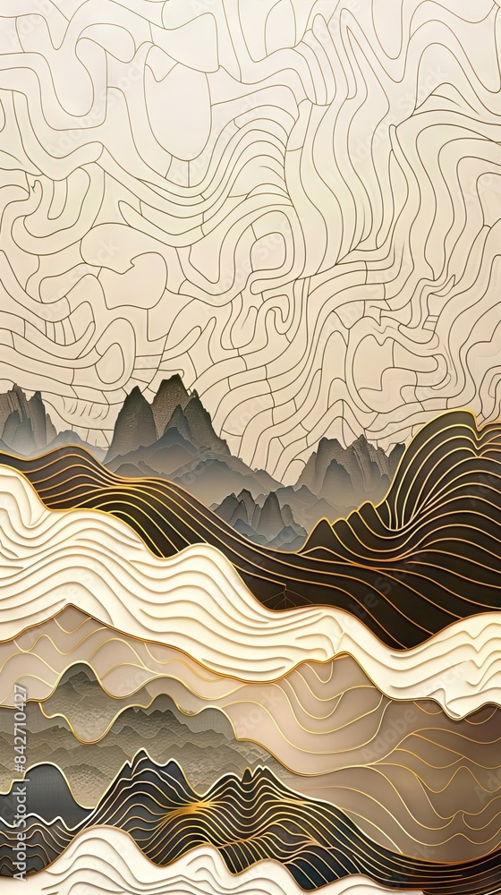 Abstract artistic background. Chinese wind wallpaper, ink wash, new Chinese style. Painting. modern Art. Wallpapers, posters, cards, murals, prints. AI generated illustration Abstract artistic background. Chinese wind wallpaper, ink wash, new Chinese style. Painting. modern Art. Wallpapers, posters, cards, murals, prints. AI generated illustration
