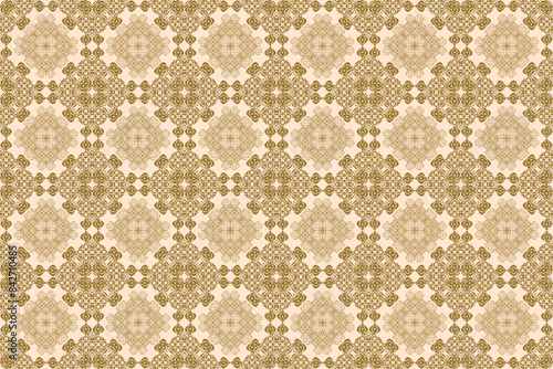 Abstract floral seamless Thai pattern, Brown modern shape for design, porcelain, chinaware, ceramic, tile, ceiling design, texture, wall, paper and fabric, vector illustration.