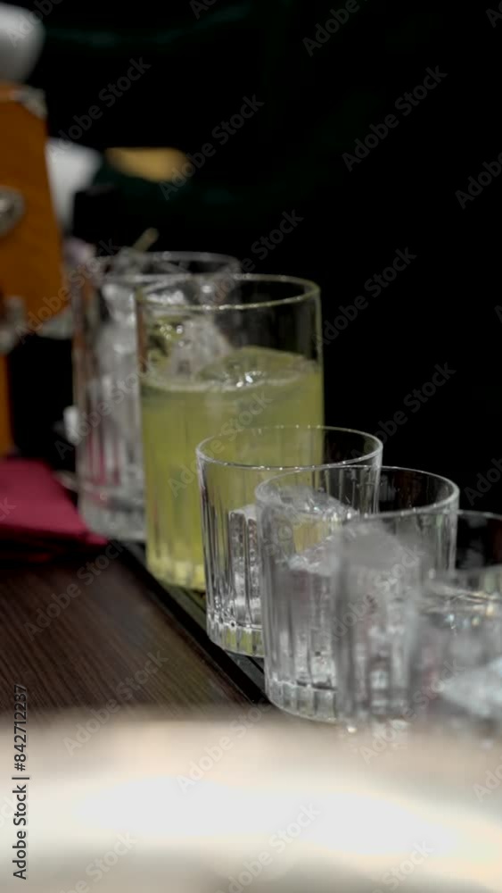 Preparation of alcoholic cocktails. Preparation of alcoholic cocktails.