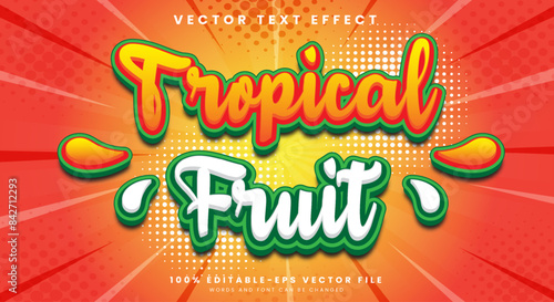 Tropical fruit 3d editable text effect Template suitable for fresh fruit themed