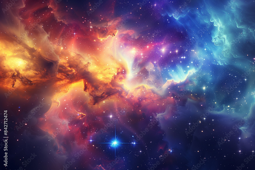 Fototapeta premium Nebula and stars in deep space, science fiction wallpaper