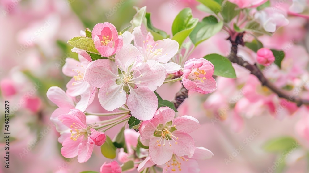 Beautiful blossoms of an apple tree up close Beautiful blossoms of an apple tree up close