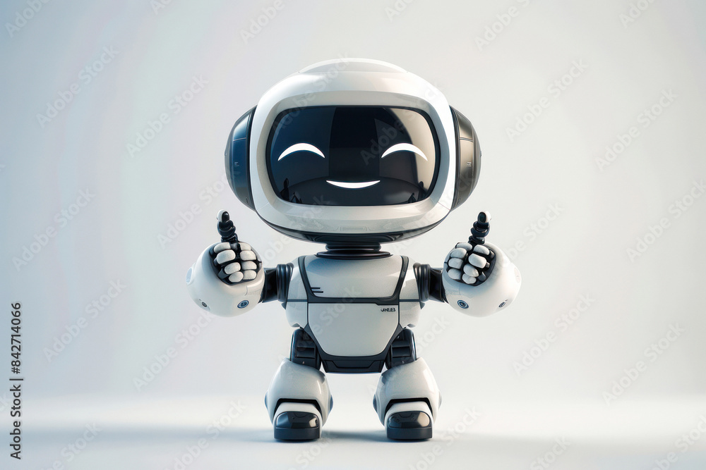 Charming robot with thumbs-up gesture Charming robot with thumbs-up gesture