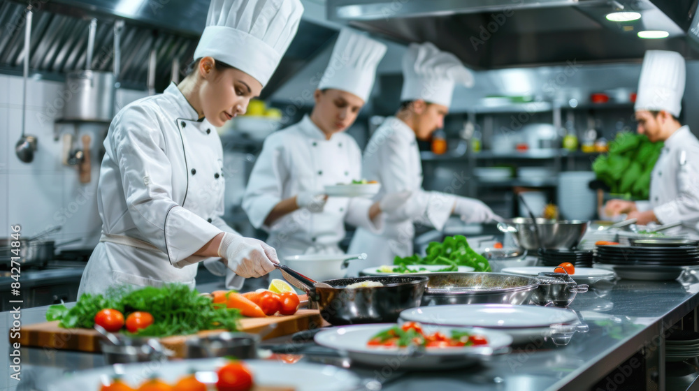 Team of chefs in commercial kitchen Team of chefs in commercial kitchen