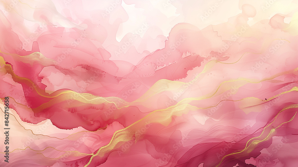 Red ink texture background, gold foil, smudge, gold powder Red ink texture background, gold foil, smudge, gold powder
