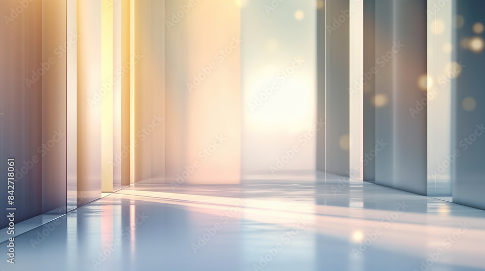 A long hallway with a lot of light shining through the windows A long hallway with a lot of light shining through the windows