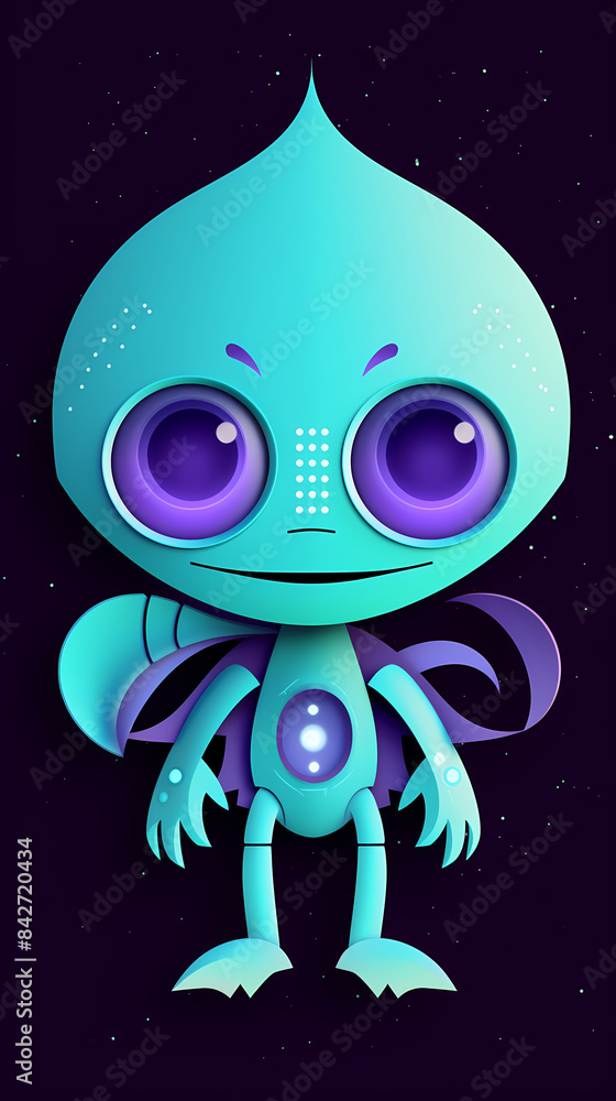 Fototapeta premium cute alien.paper cut style