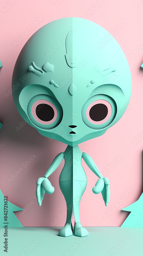 Obraz premium cute alien.paper cut style