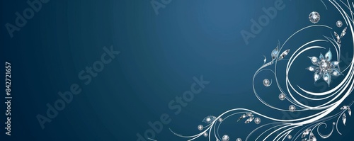 Wallpaper Mural Elegant blue background with silver swirls and diamond accents Torontodigital.ca