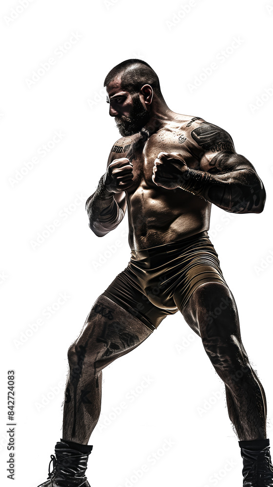 A wrestler strikes a powerful stance A wrestler strikes a powerful stance