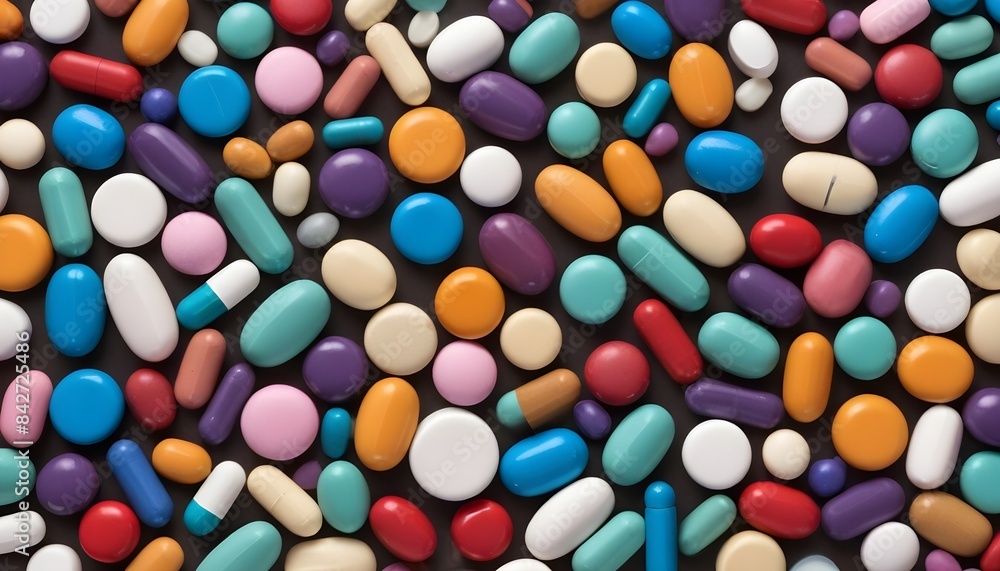 Vitamins background - an arrange of pills and tablets representing supplements and vitamins Vitamins background - an arrange of pills and tablets representing supplements and vitamins