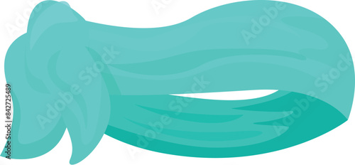 Turquoise silk scarf flowing in the wind on white background