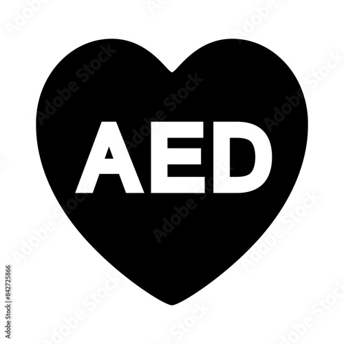 AED Automated External Defibrillator Black Icon,Vector Illustration, Isolate On White Background Label. EPS10